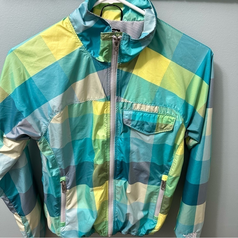 The North Face colorful plaid checker wind breaker jacket women’s XS - Picture 8 of 12